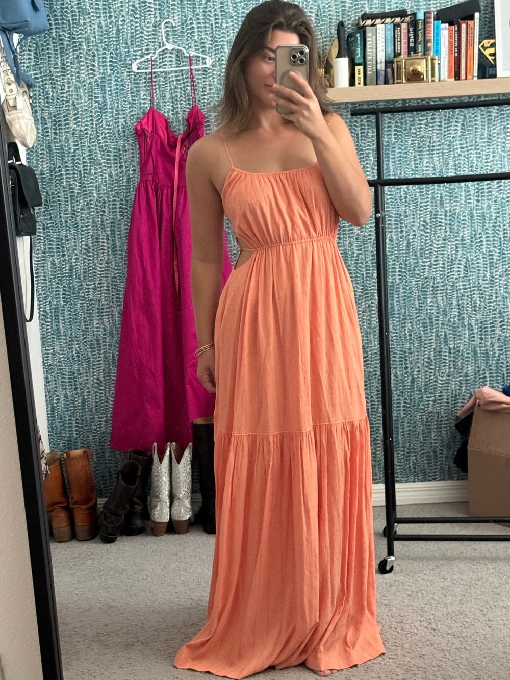 NWOT Jonathan Simkhai Lisa Flowy Maxi Dress in Peach